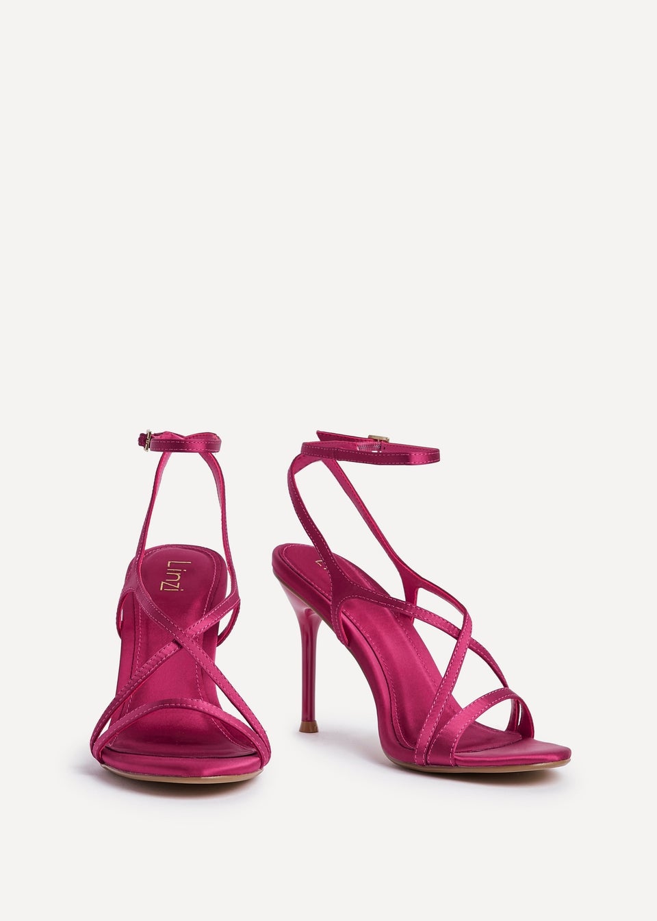Linzi Taliya Fuchsia Satin Strappy Stiletto Heels
