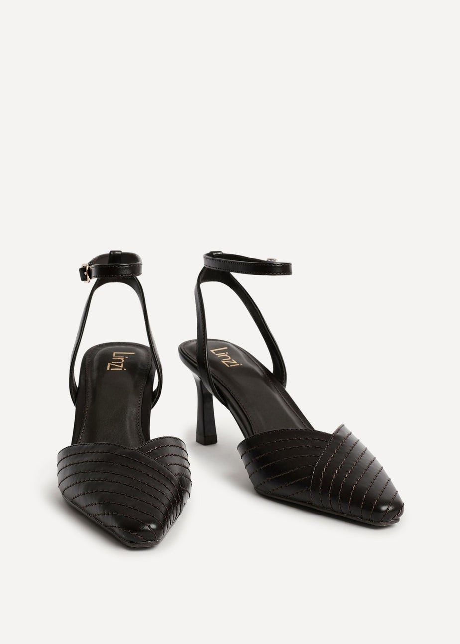 Linzi Siren Brown Faux Leather Quilted Court Heel