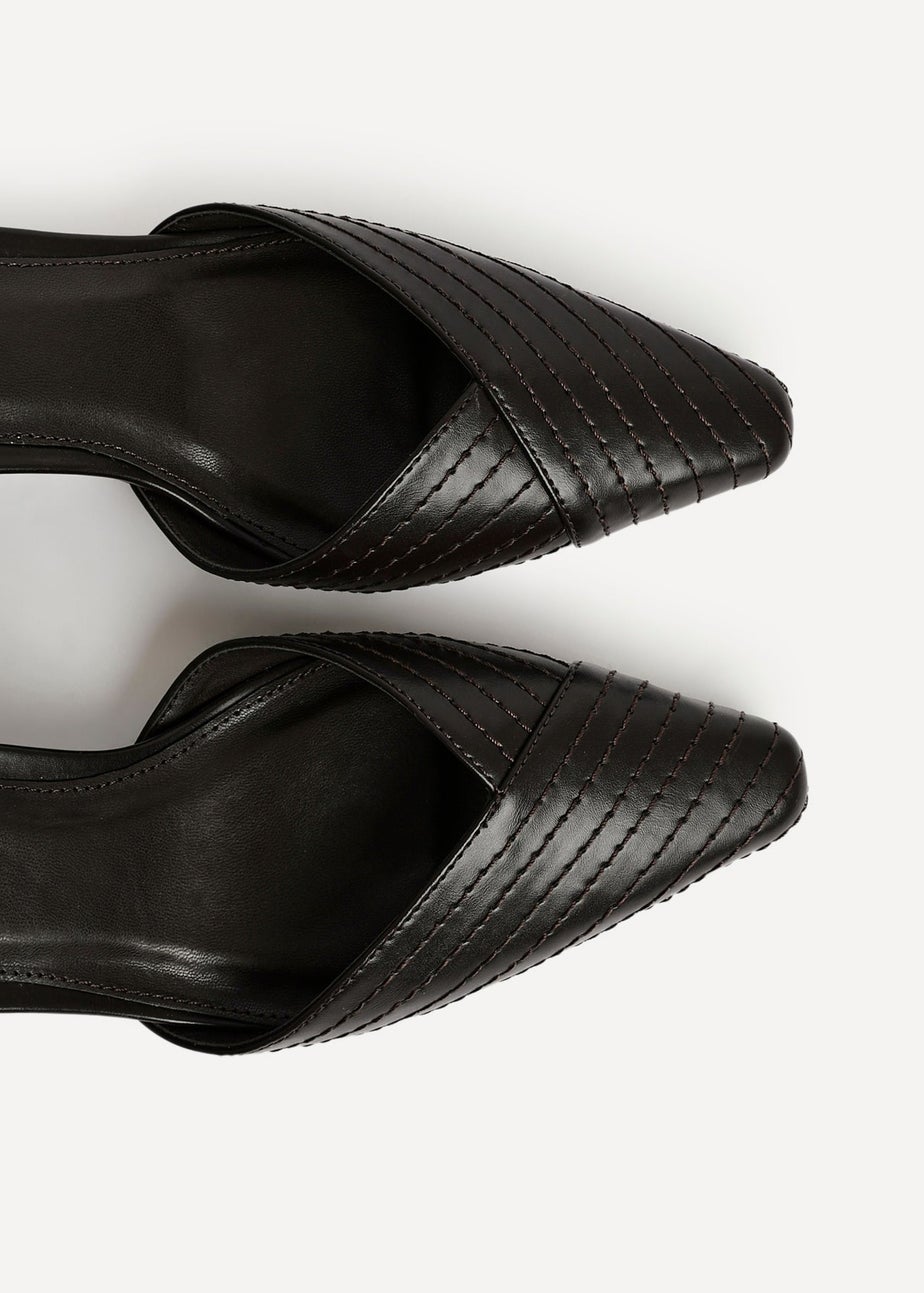 Linzi Siren Brown Faux Leather Quilted Court Heel