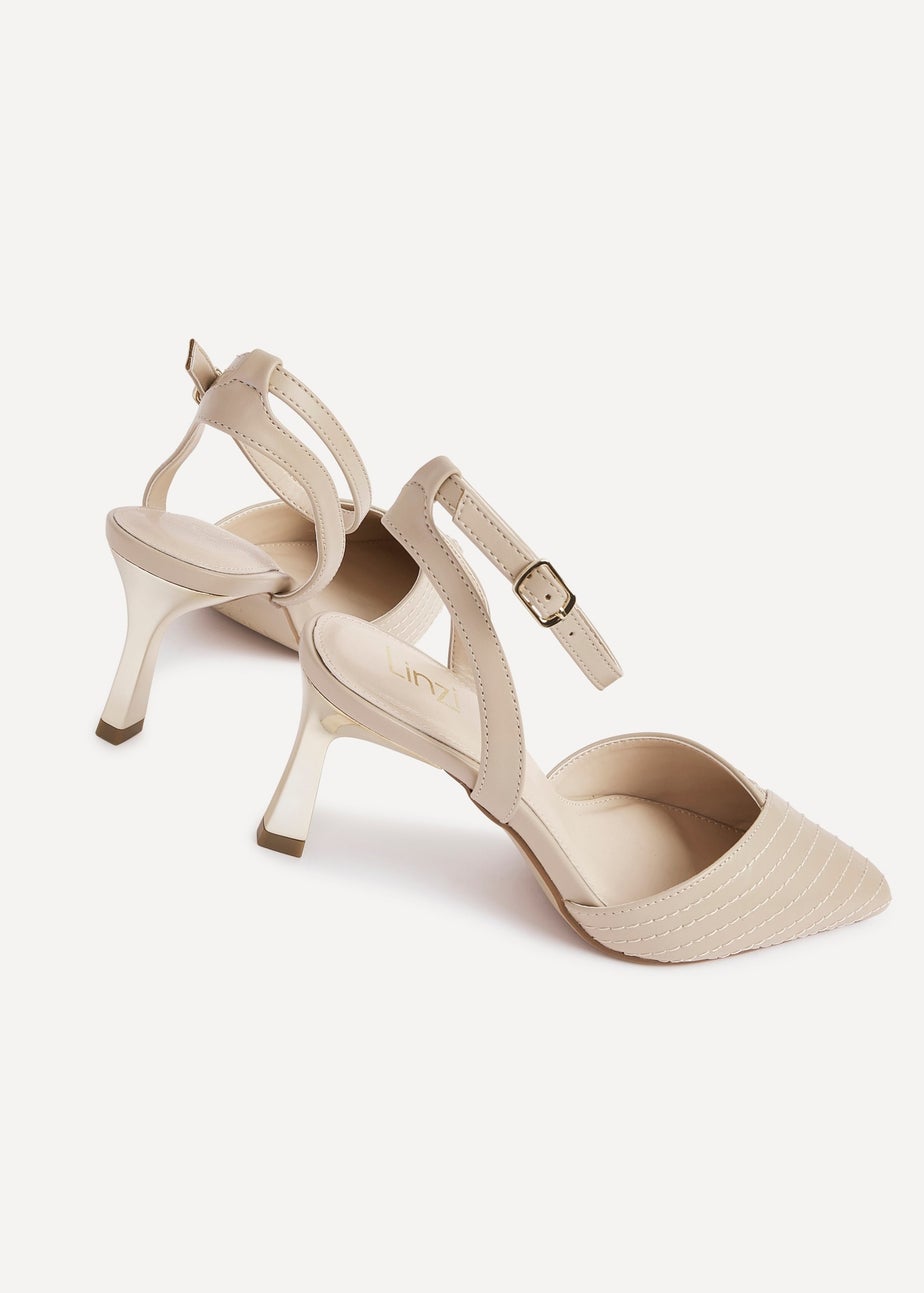 Linzi Siren Nude Faux Leather Quilted Court Heel