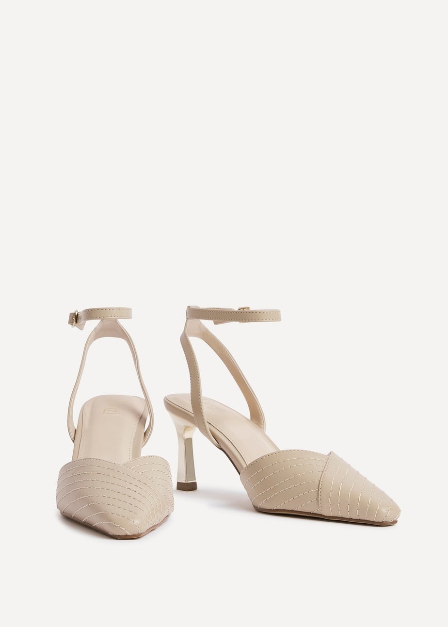 Linzi Siren Nude Faux Leather Quilted Court Heel