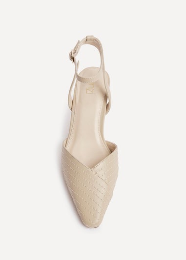 Linzi Siren Nude Faux Leather Quilted Court Heel