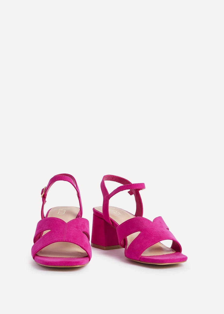 Linzi Empire Wide Fit Fuchsia Faux Suede Link Detail Block Heels