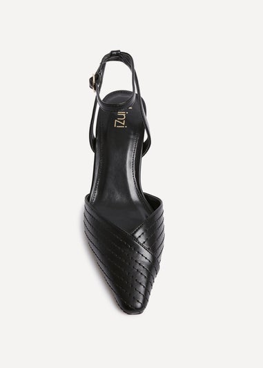 Linzi Siren Black Faux Leather Quilted Court Heel