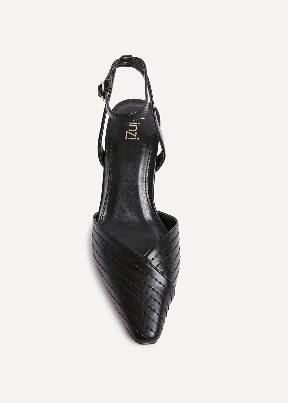 Linzi Siren Black Faux Leather Quilted Court Heel