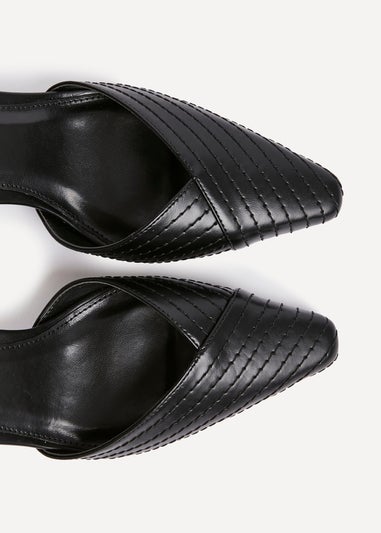 Linzi Siren Black Faux Leather Quilted Court Heel