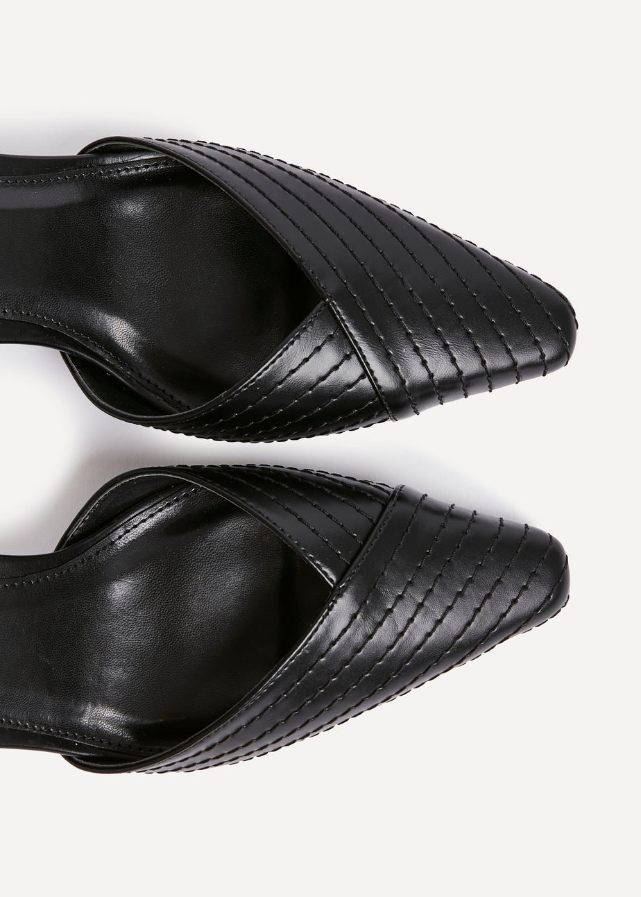 Linzi Siren Black Faux Leather Quilted Court Heel