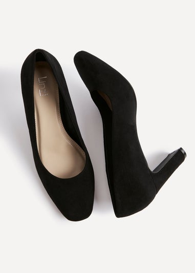 Linzi Agenda Black Faux Suede Modern Style Court Heel