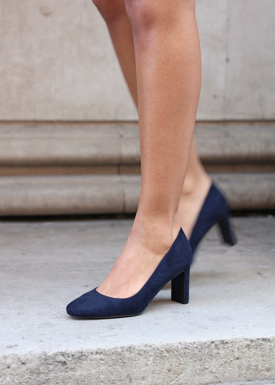 Linzi Agenda Navy Faux Suede Modern Style Court Heel