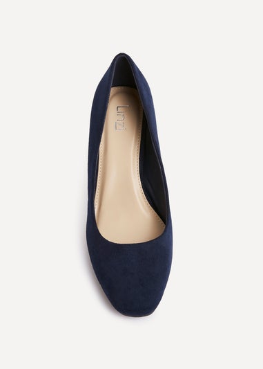 Linzi Agenda Navy Faux Suede Modern Style Court Heel