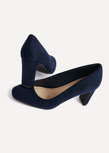 Linzi Agenda Navy Faux Suede Modern Style Court Heel