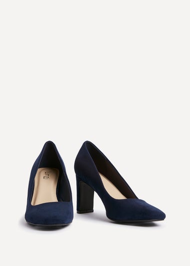Linzi Agenda Navy Faux Suede Modern Style Court Heel