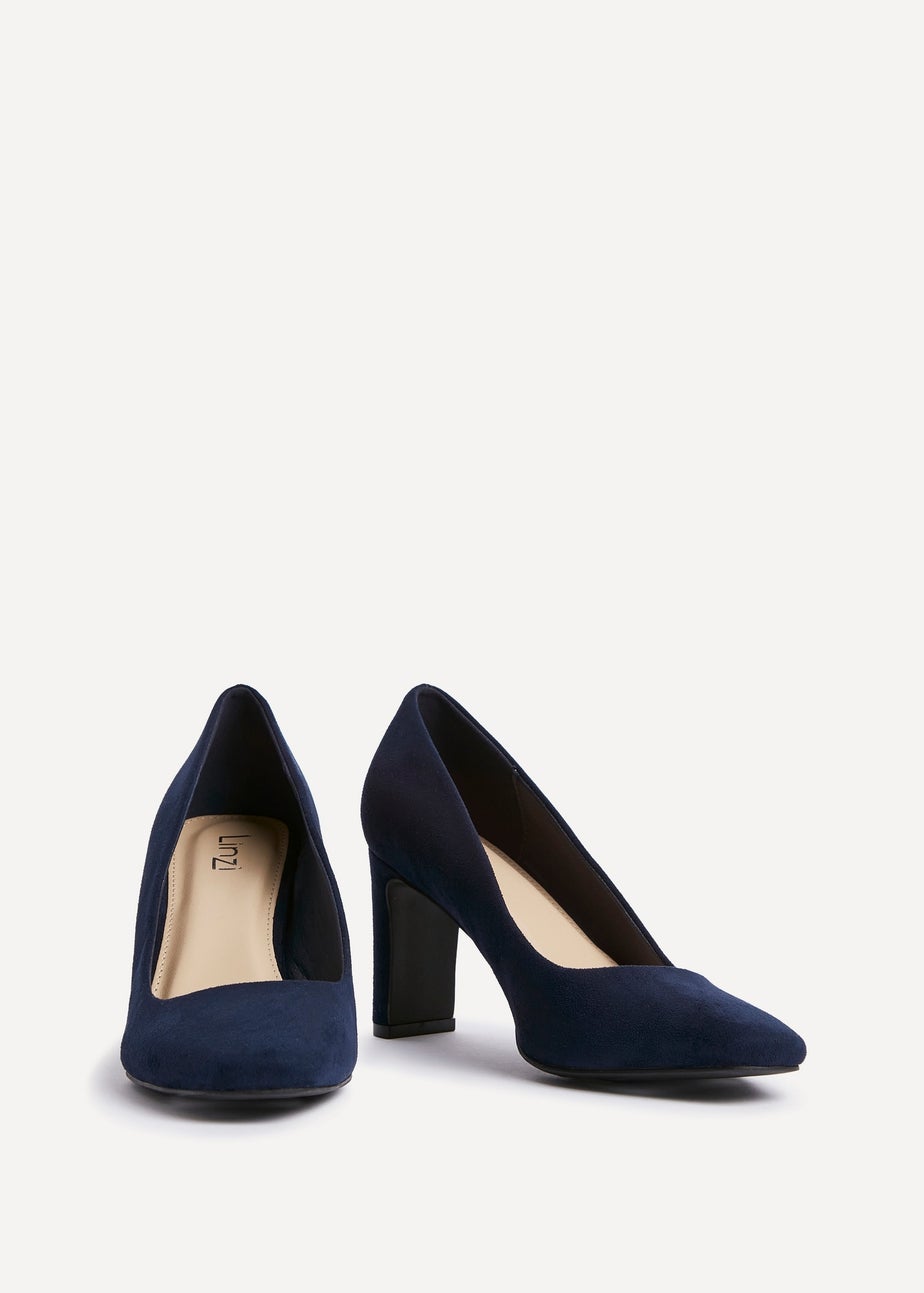Linzi Agenda Navy Faux Suede Modern Style Court Heel