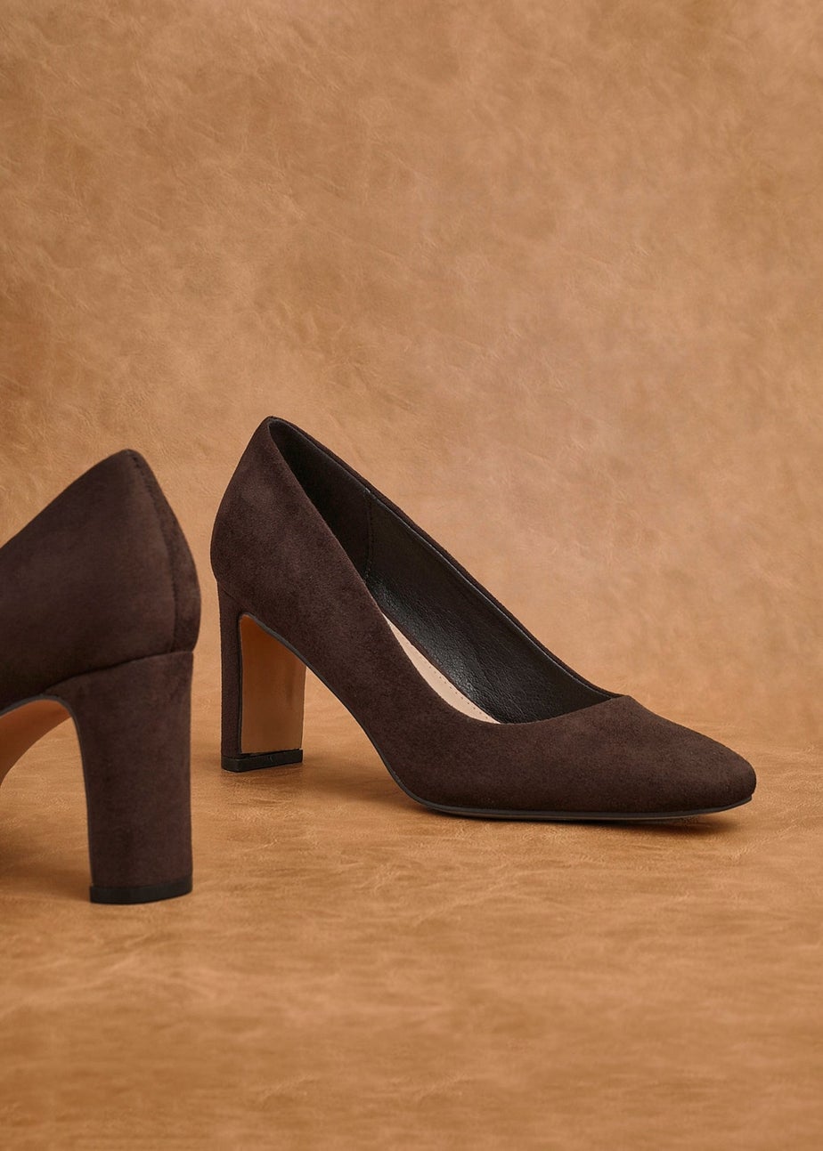 Linzi Agenda Brown Faux Suede Modern Style Court Heel