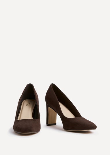 Linzi Agenda Brown Faux Suede Modern Style Court Heel