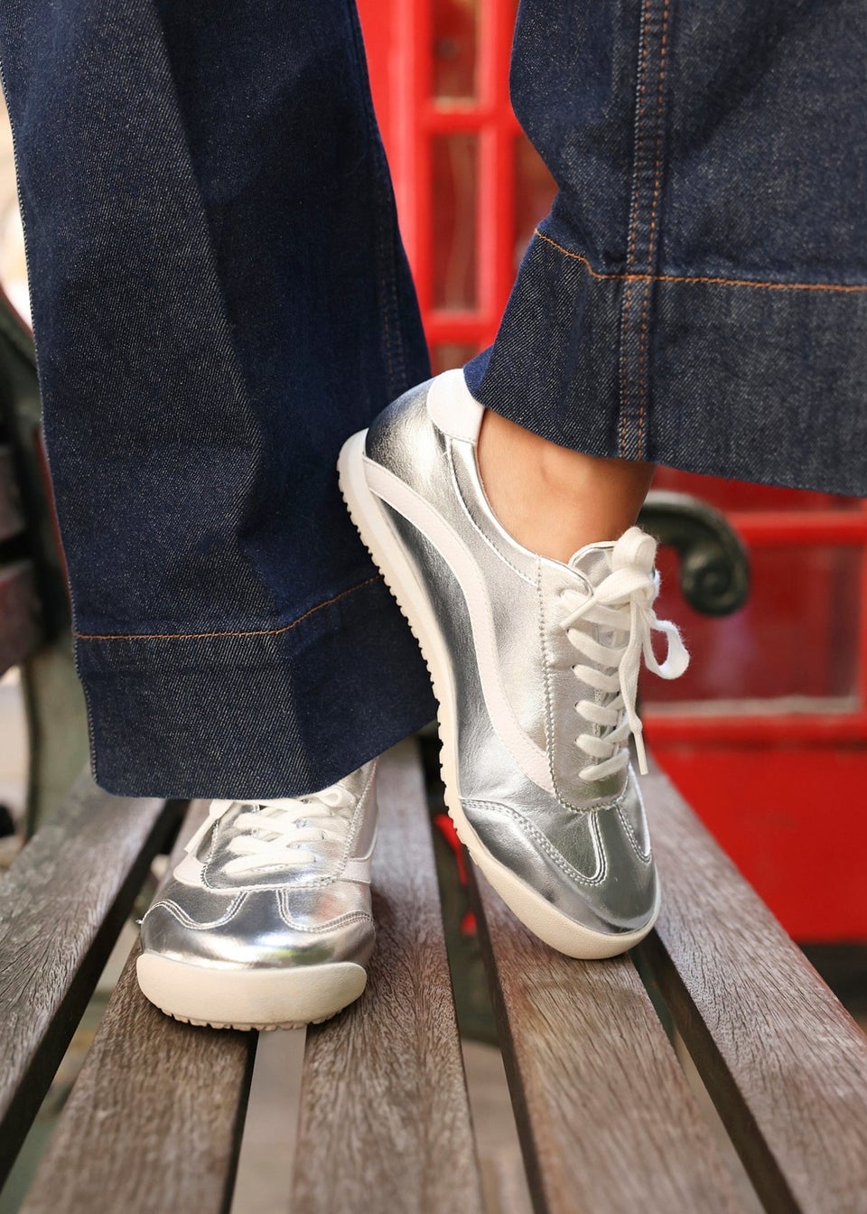 Linzi Flash Silver Retro Style Trainers