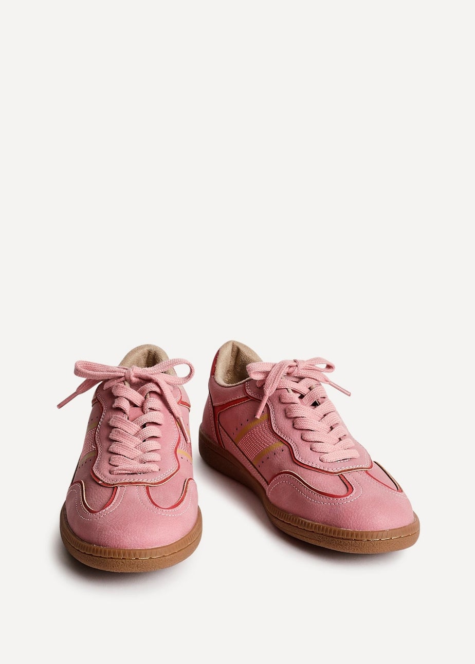 Linzi Vortex Pink & Red Retro Style Trainers