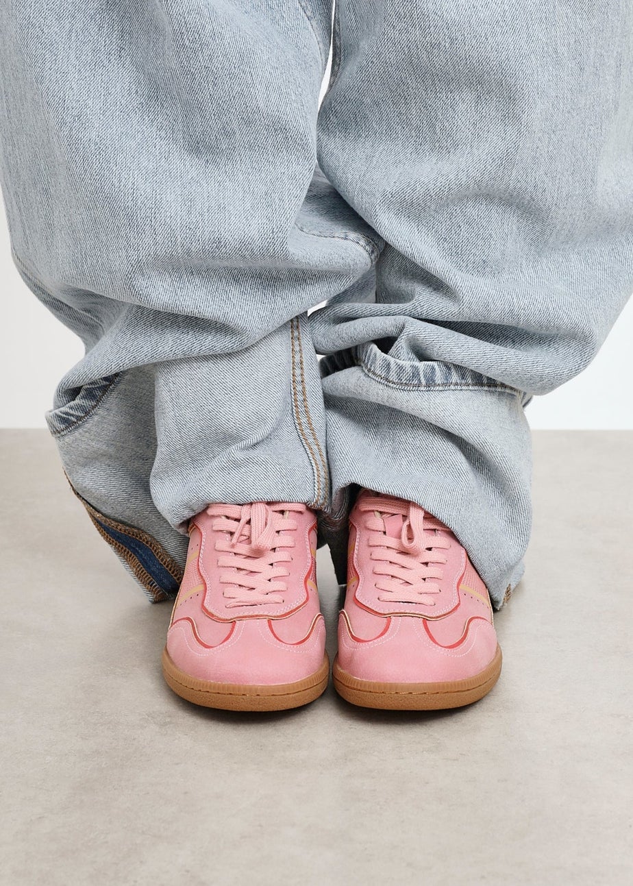 Linzi Vortex Pink & Red Retro Style Trainers