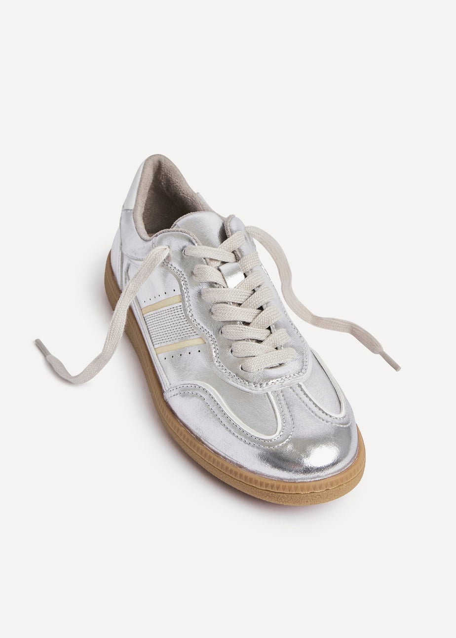 Linzi Vortex Silver Retro Style Trainers