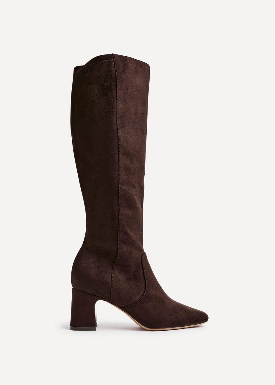 Linzi Slate Brown Faux Suede Knee High Boot