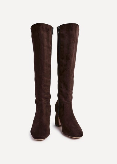Linzi Slate Brown Faux Suede Knee High Boot