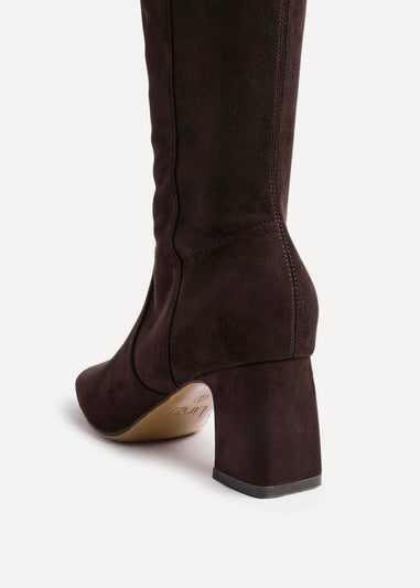 Linzi Slate Brown Faux Suede Knee High Boot