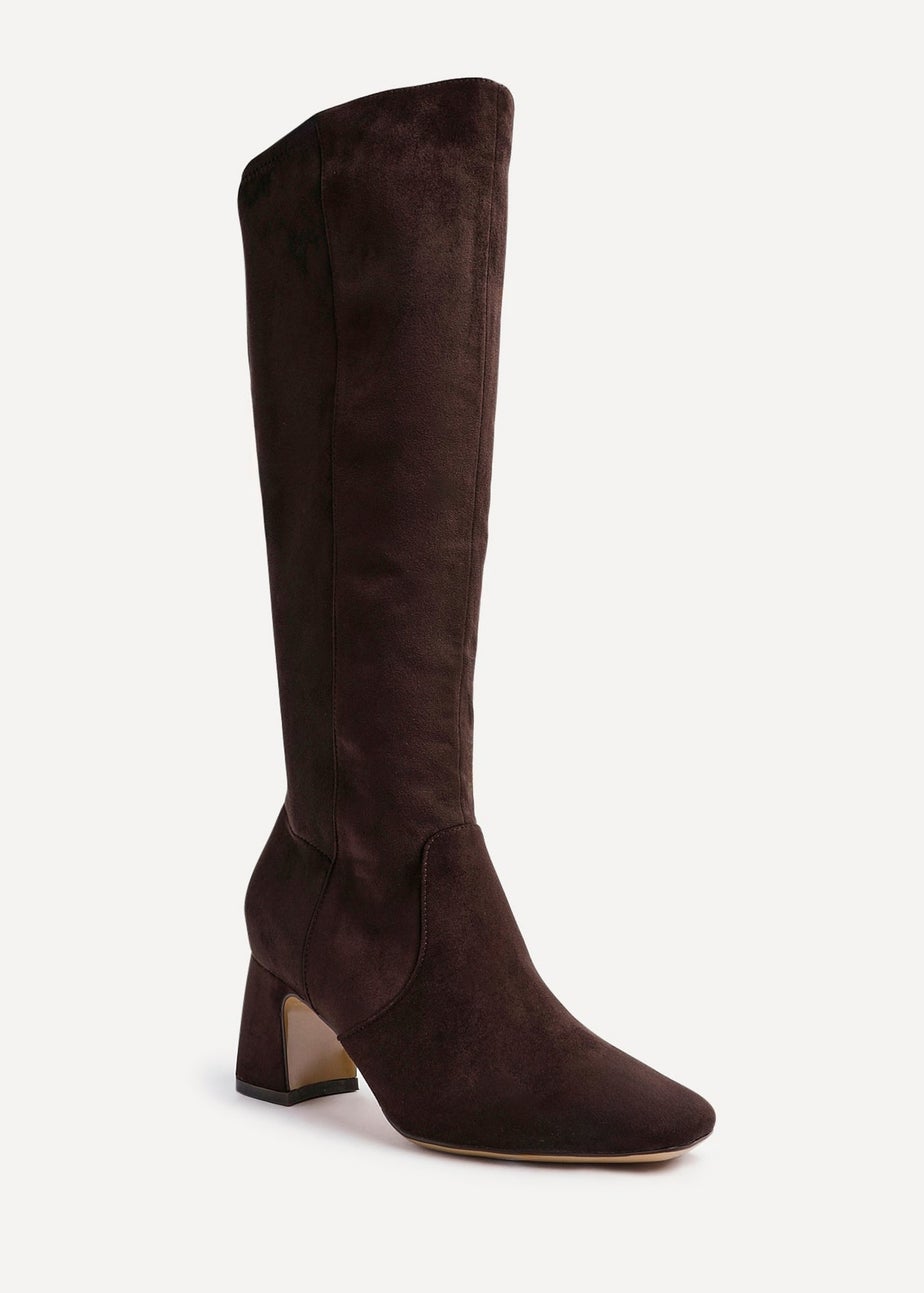 Linzi Slate Brown Faux Suede Knee High Boot