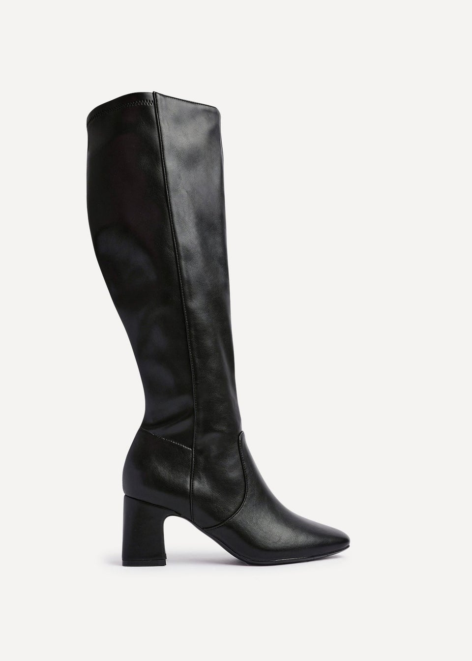 Linzi Slate Black Faux Leather Knee High Boot
