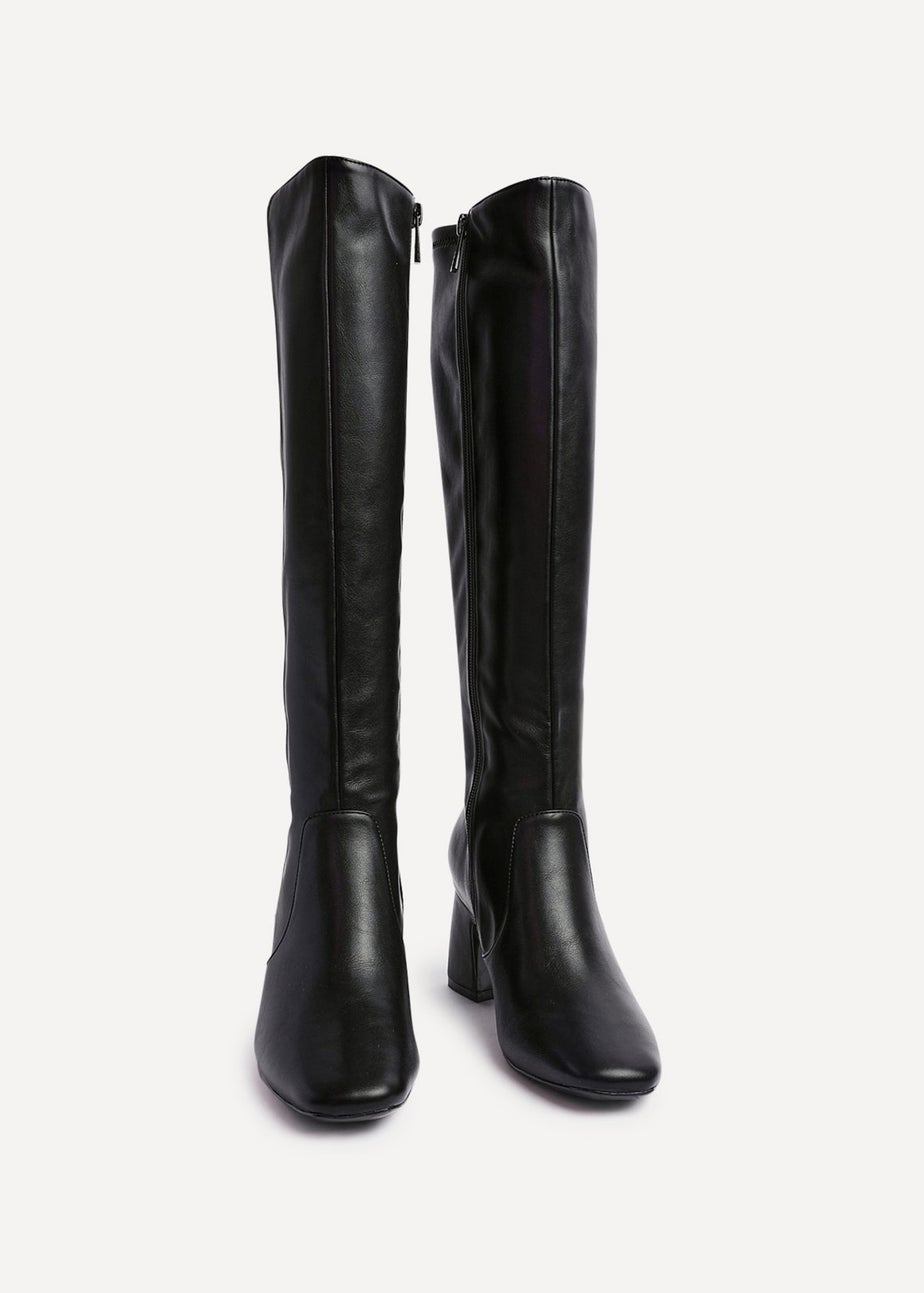 Linzi Slate Black Faux Leather Knee High Boot
