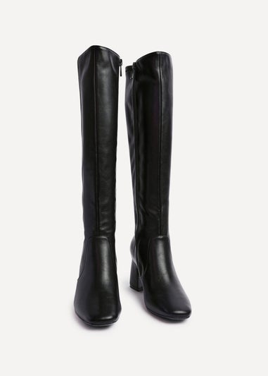 Linzi Slate Black Faux Leather Knee High Boot