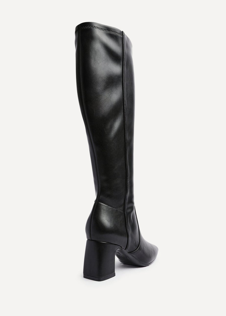 Linzi Slate Black Faux Leather Knee High Boot