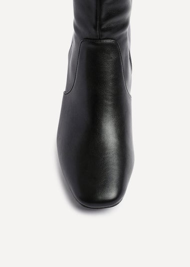 Linzi Slate Black Faux Leather Knee High Boot