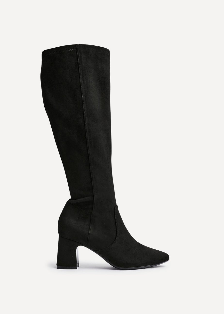 Linzi Slate Black Faux Suede Knee High Boot