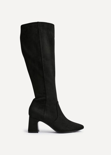 Linzi Slate Black Faux Suede Knee High Boot