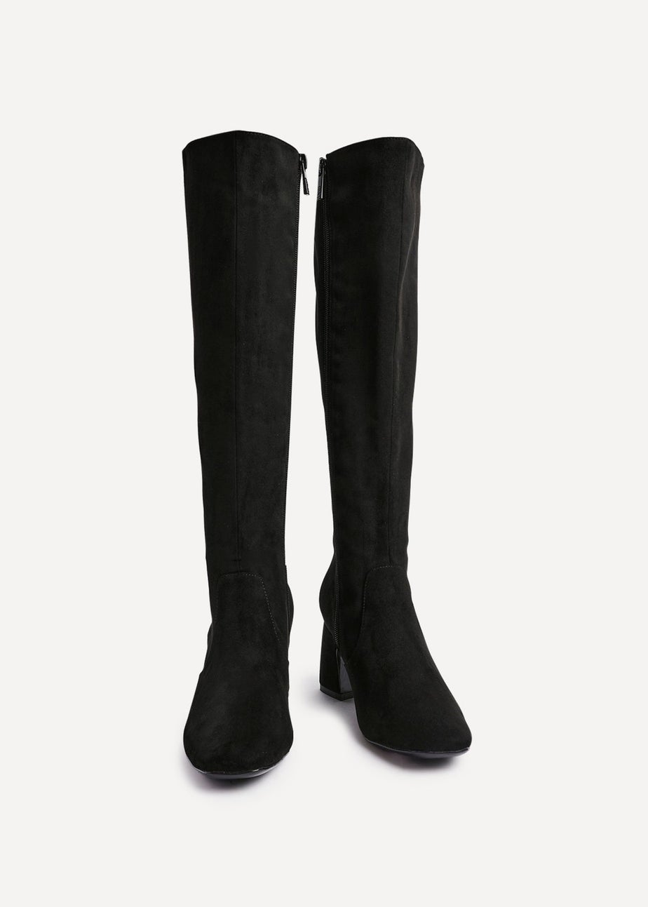 Linzi Slate Black Faux Suede Knee High Boot
