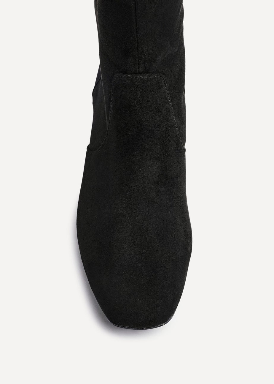 Linzi Slate Black Faux Suede Knee High Boot