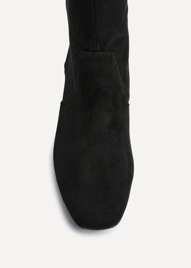 Linzi Slate Black Faux Suede Knee High Boot