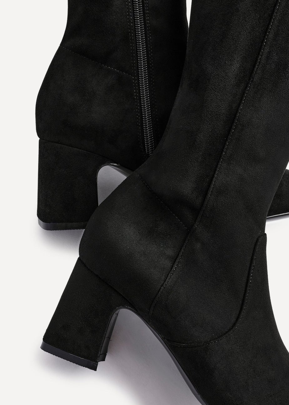 Linzi Slate Black Faux Suede Knee High Boot