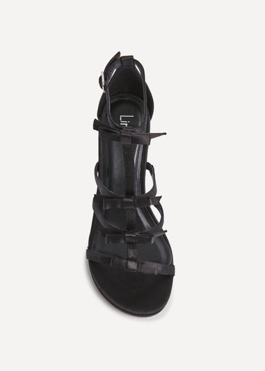 Linzi Saviour Black Satin T-Bar Bow Heel