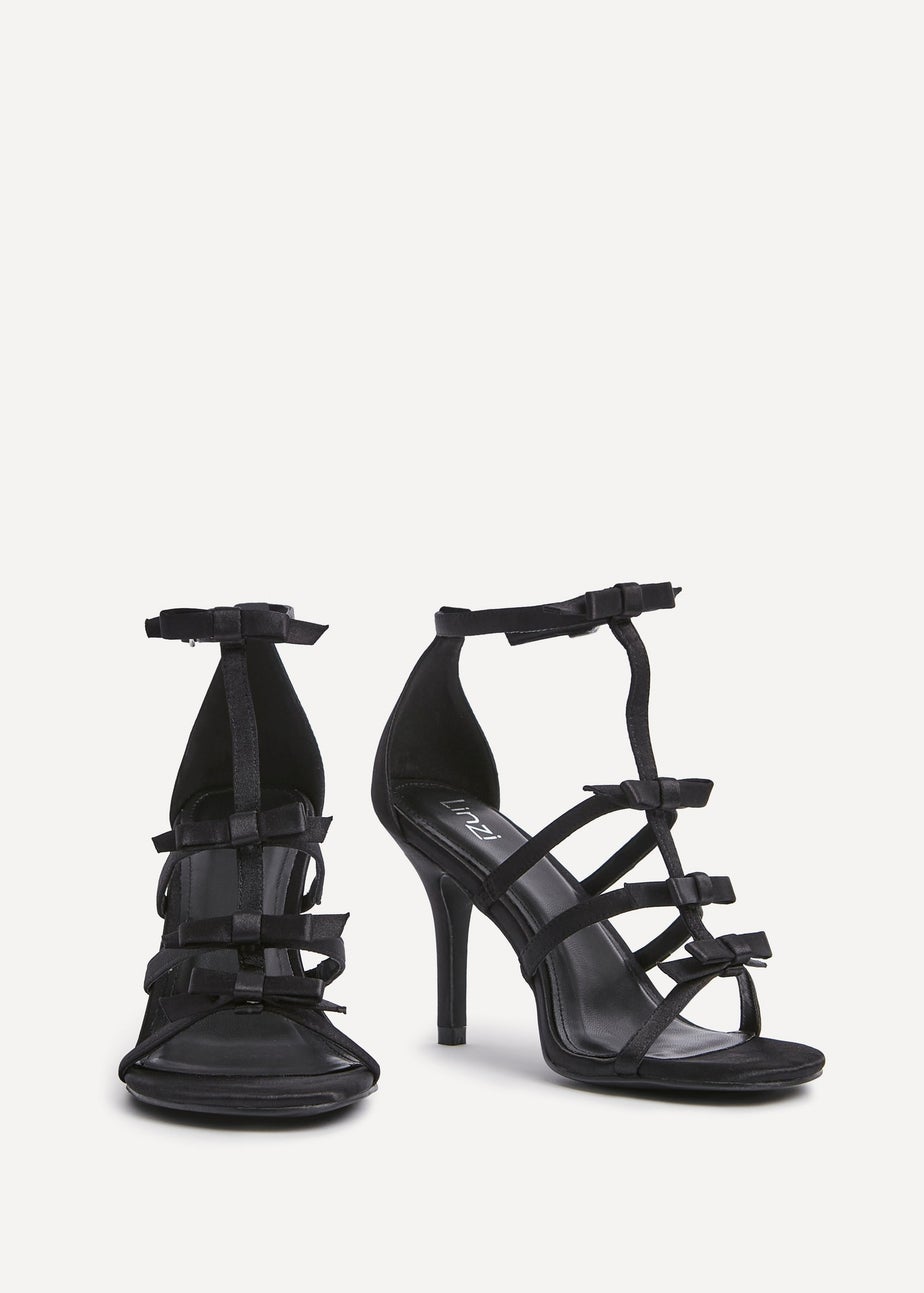 Linzi Saviour Black Satin T-Bar Bow Heel