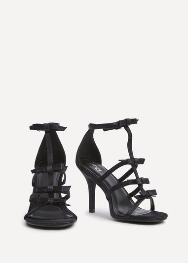 Linzi Saviour Black Satin T-Bar Bow Heel