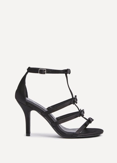 Linzi Saviour Black Satin T-Bar Bow Heel
