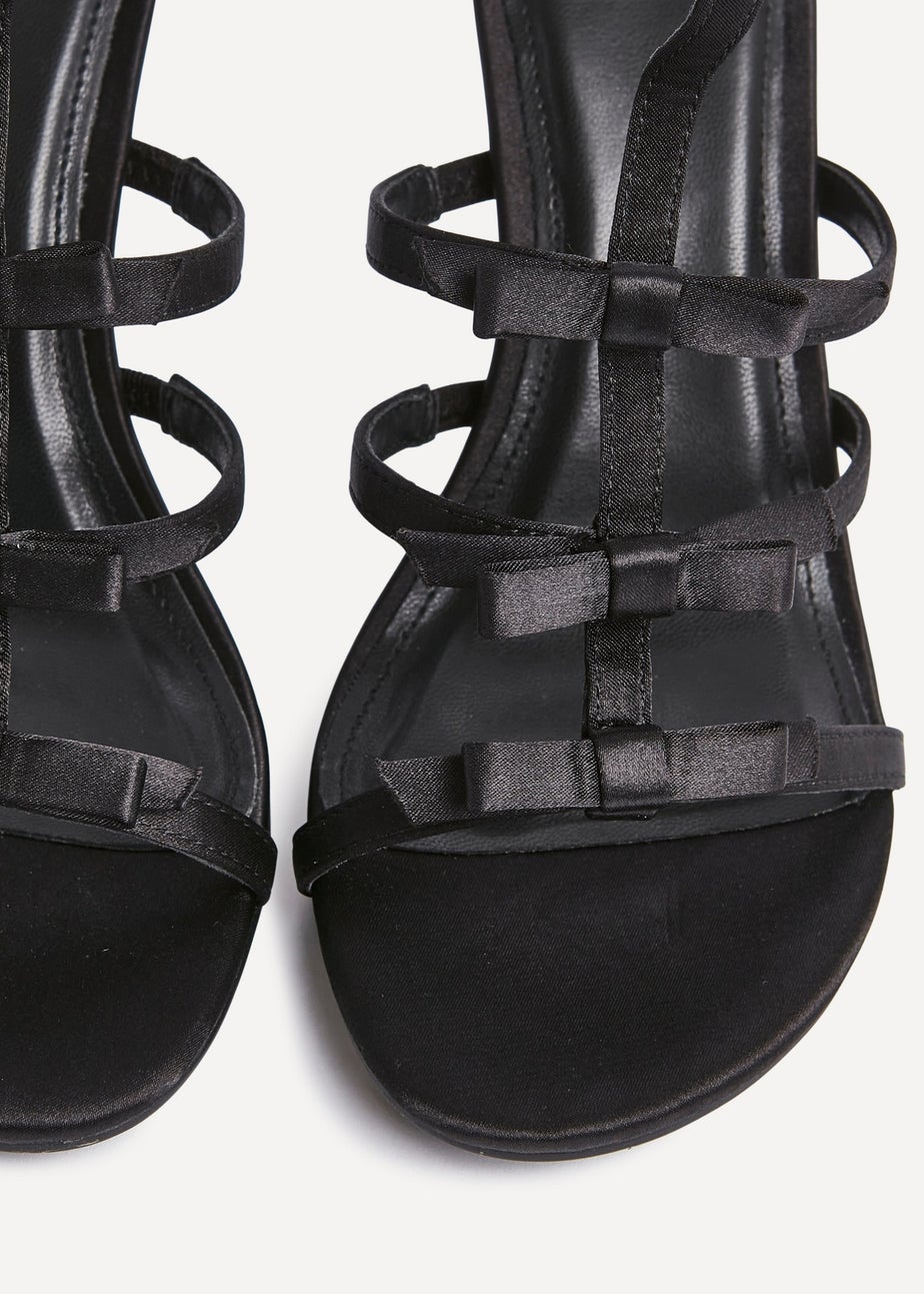 Linzi Saviour Black Satin T-Bar Bow Heel