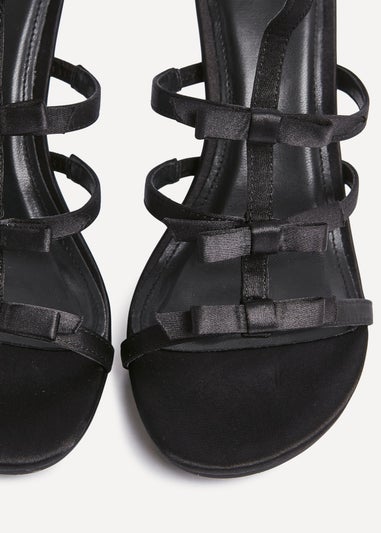 Linzi Saviour Black Satin T-Bar Bow Heel