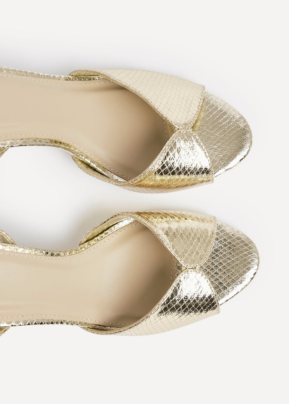 Linzi Parlour Gold Faux Leather Peep Toe Stiletto Heel