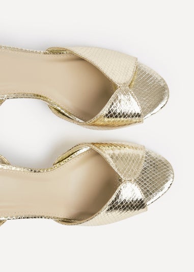 Linzi Parlour Gold Faux Leather Peep Toe Stiletto Heel