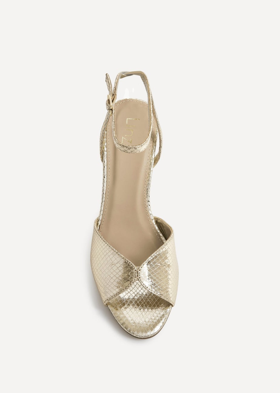 Linzi Parlour Gold Faux Leather Peep Toe Stiletto Heel