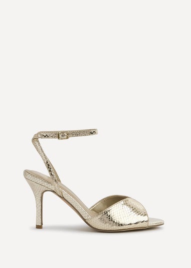 Linzi Parlour Gold Faux Leather Peep Toe Stiletto Heel