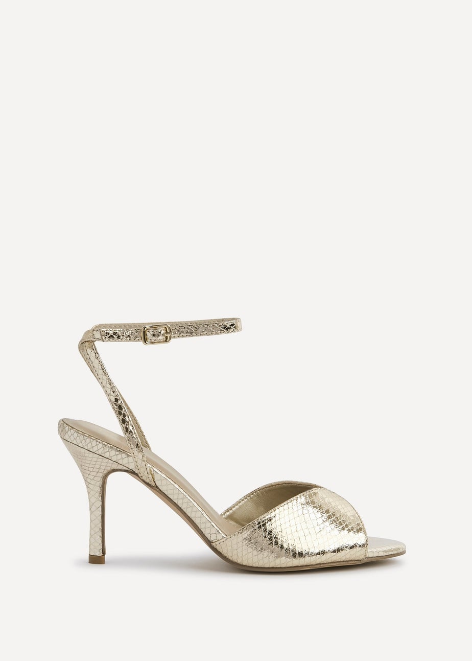 Linzi Parlour Gold Faux Leather Peep Toe Stiletto Heel