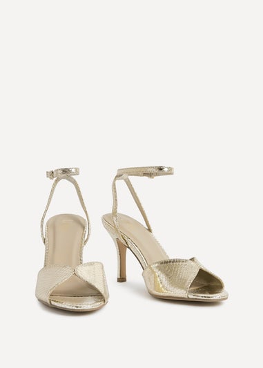 Linzi Parlour Gold Faux Leather Peep Toe Stiletto Heel